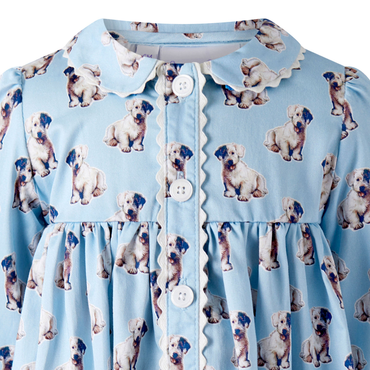 Blue Puppy Button-front Dress & Bloomers