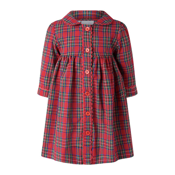Tartan LS Button-front Dress & Bloomers
