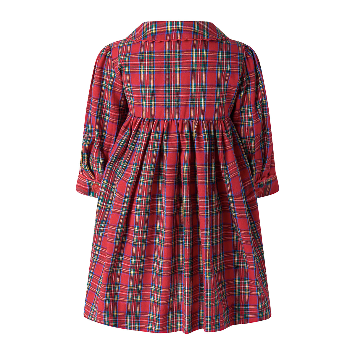 Red Tartan LS Button-front Dress & Bloomers