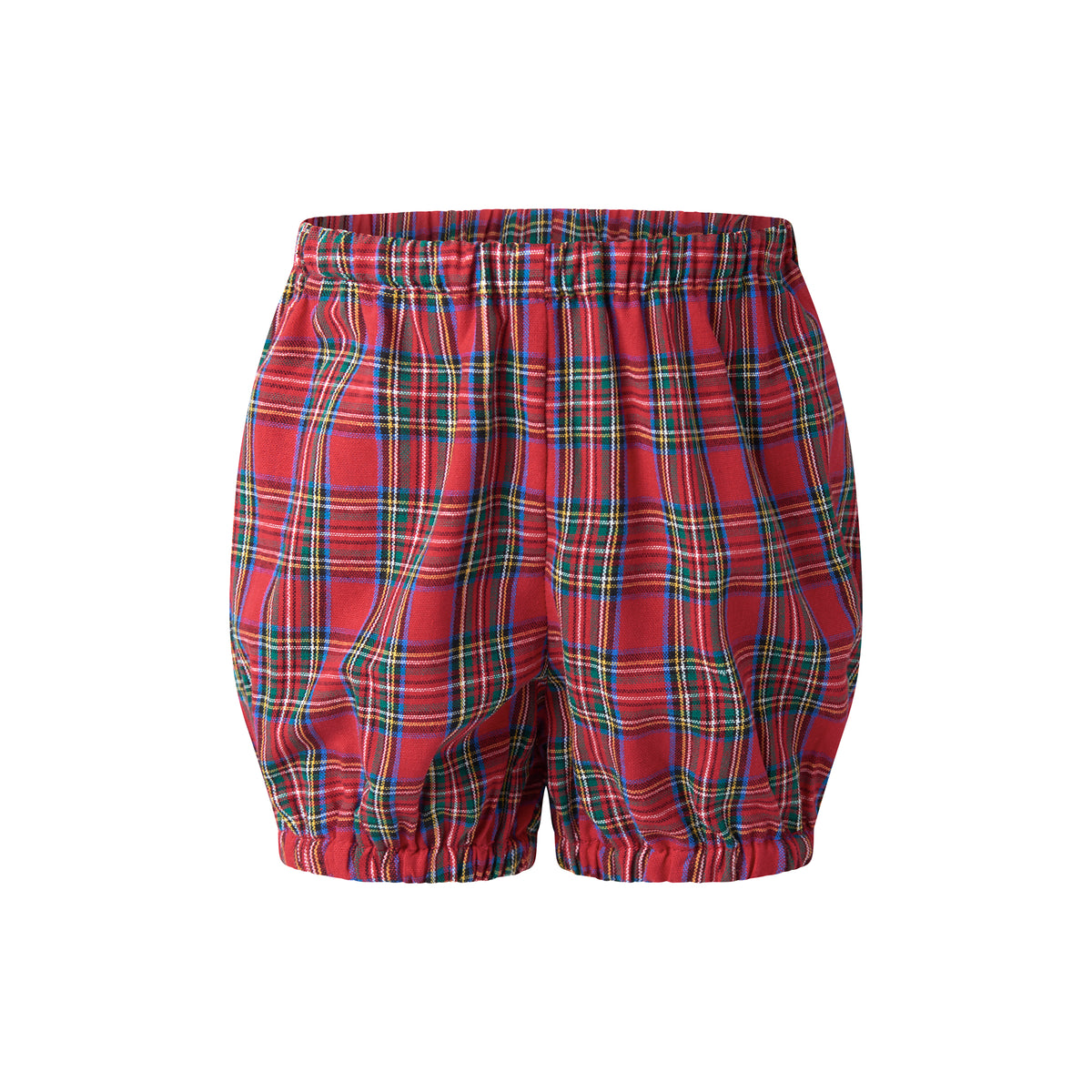 Red Tartan LS Button-front Dress & Bloomers