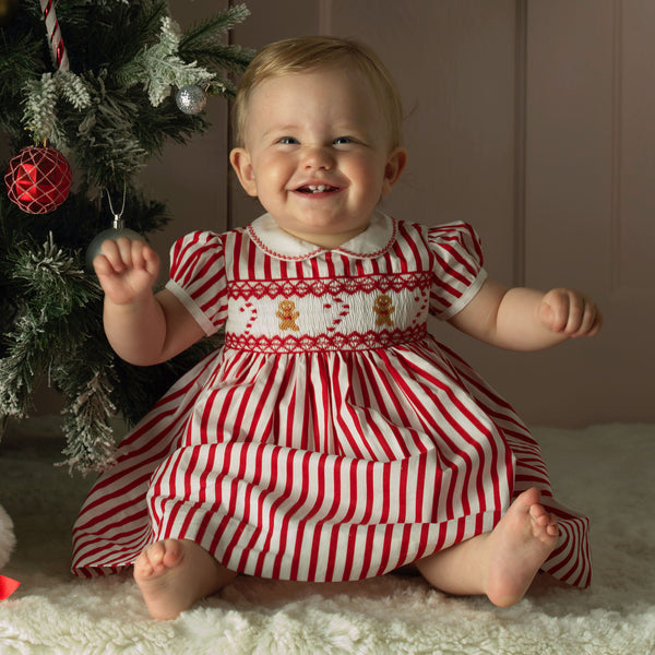 Candy Cane Stripe Smocked Dress & Bloomers