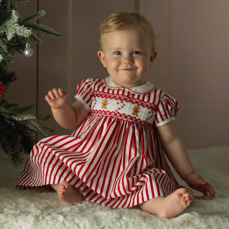 Candy Cane Stripe Smocked Dress & Bloomers