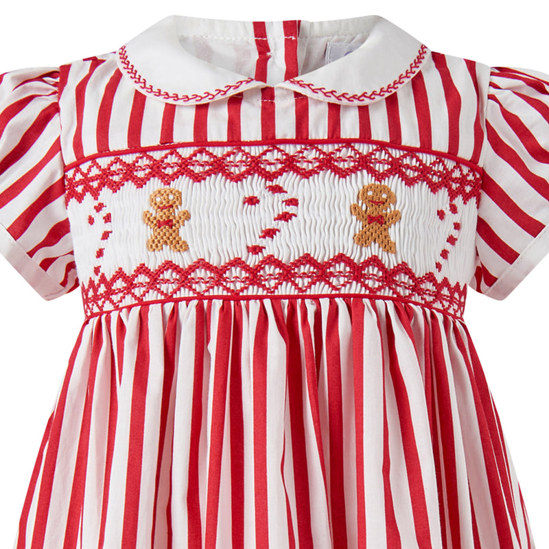 Red Candy Cane Stripe Smocked Dress & Bloomers