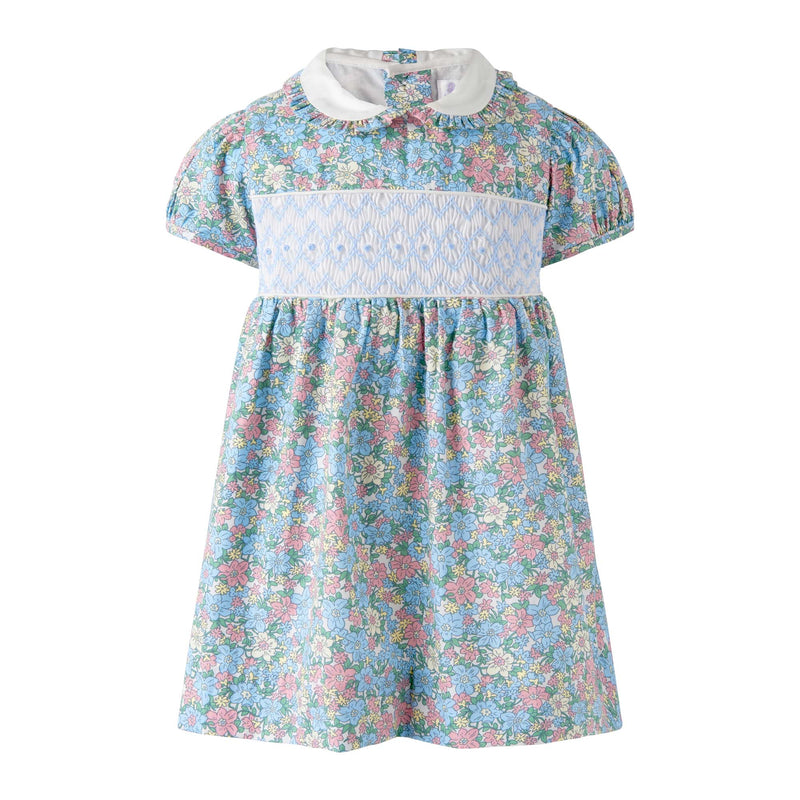Floral  Geometric Smocked Dress & Bloomers