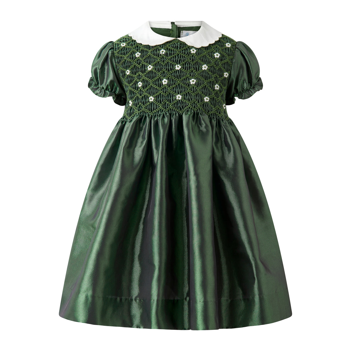 Green Taffeta Smocked Dress