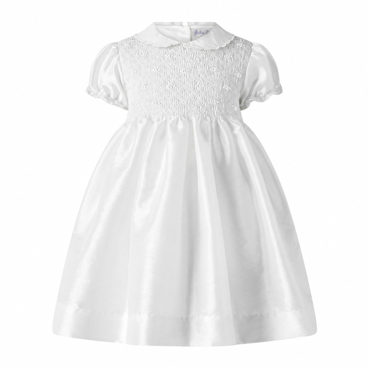 Ivory Taffeta Smocked Dress