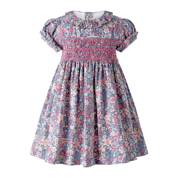 Pink Floral SS Smocked Dress & Bloomers