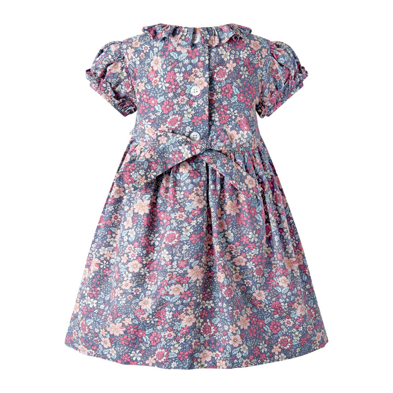 Pink Floral SS Smocked Dress & Bloomers