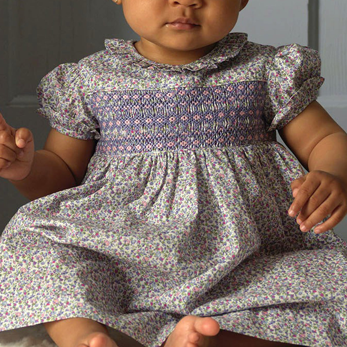 Frill Collar Smocked Dress and Bloomers