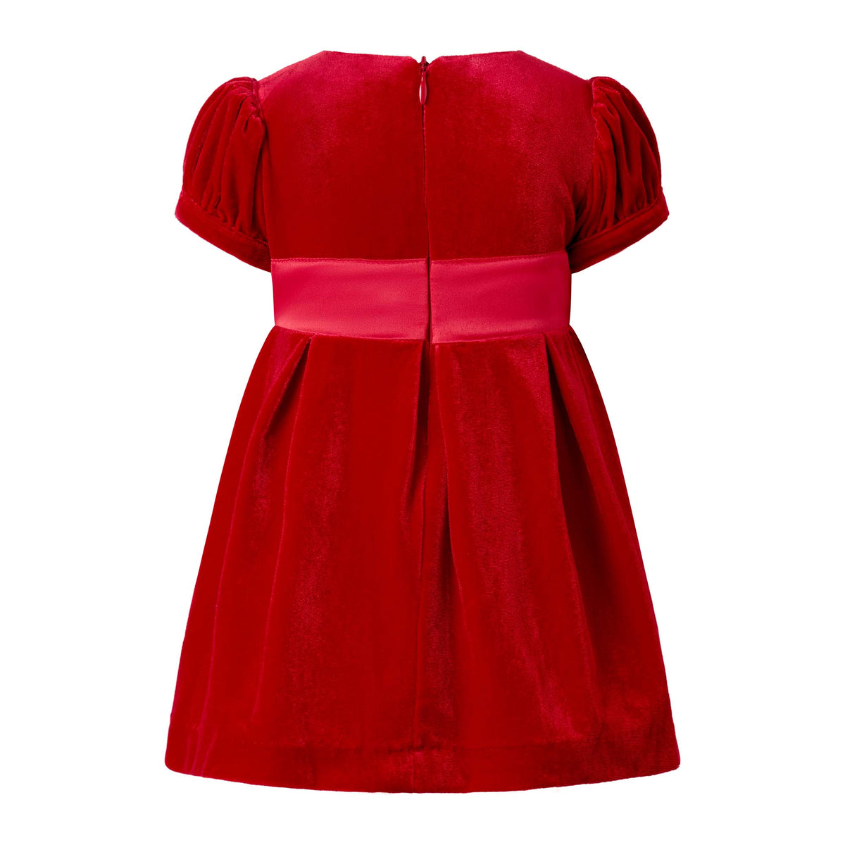 Crushed Velvet Bow Dress, Red