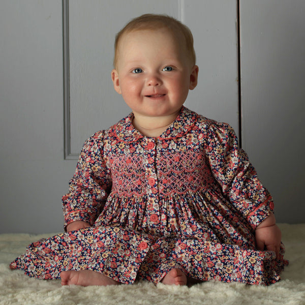 Floral Smocked Button-front Dress