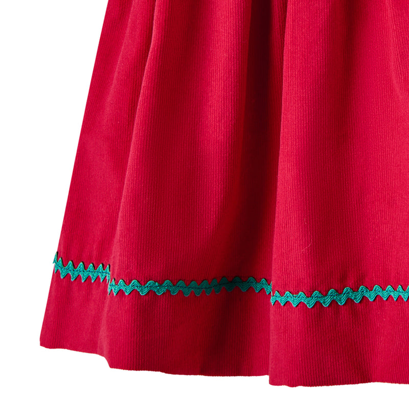 Red Tartan Bow Embroidered Dress & Bloomers