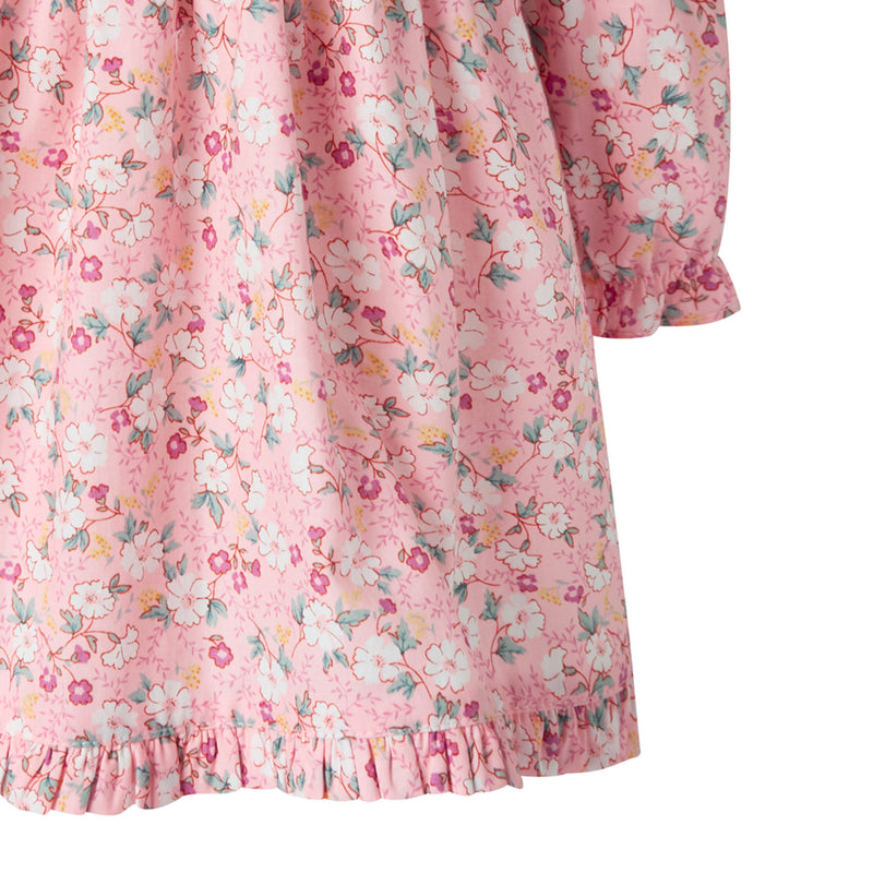 Pink Floral Scalloped Collar Dress & Bloomers