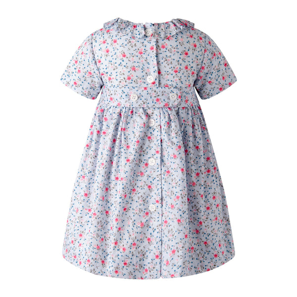 Blue Mini Bouquet Frill Collar Dress