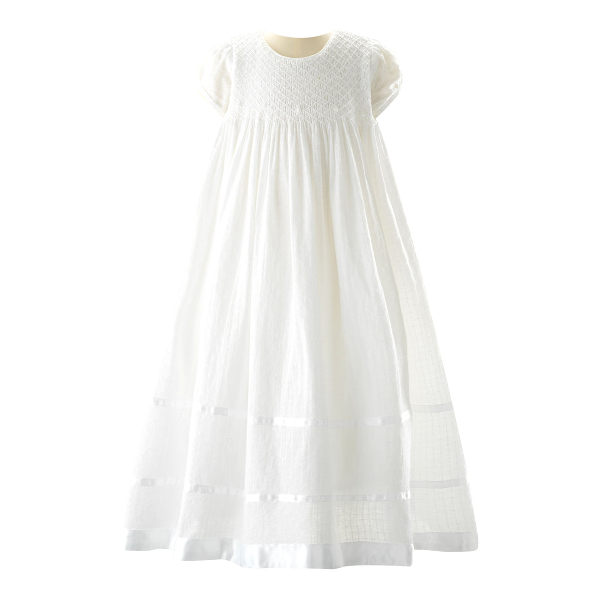 Long Christening Smocked Dress & Bonnet