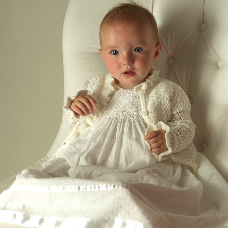 Long Christening Smocked Dress & Bonnet