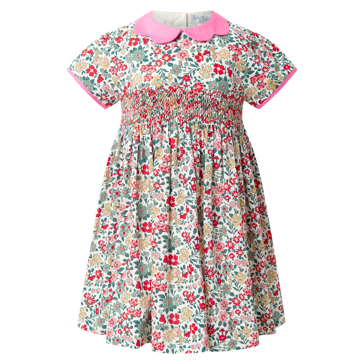 Pink Petal Collar Floral Smocked Dress & Bloomers