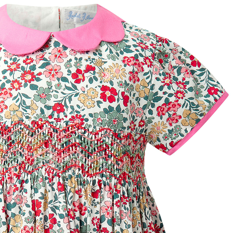 Pink Petal Collar Floral Smocked Dress & Bloomers