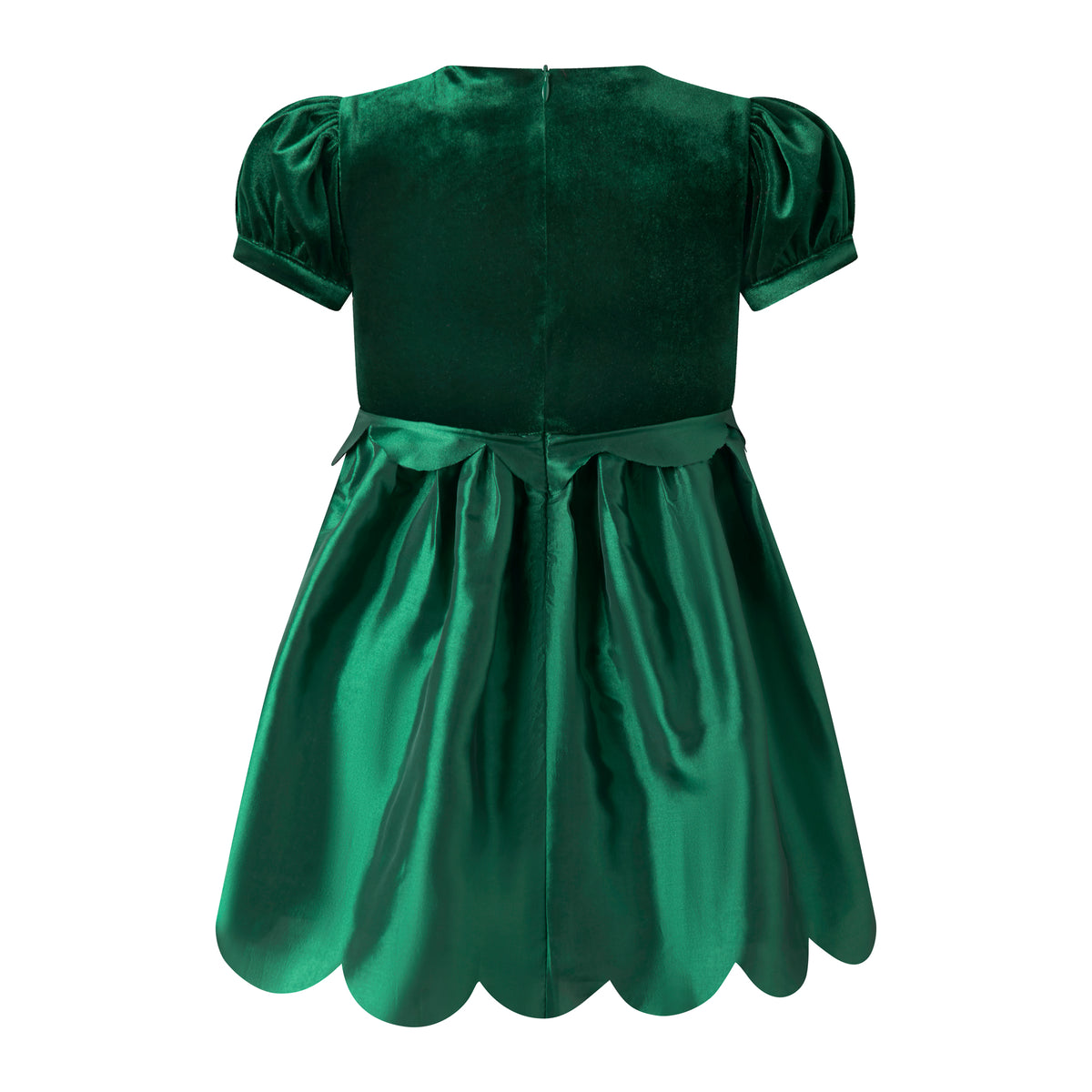 Green Taffeta Scalloped Dress