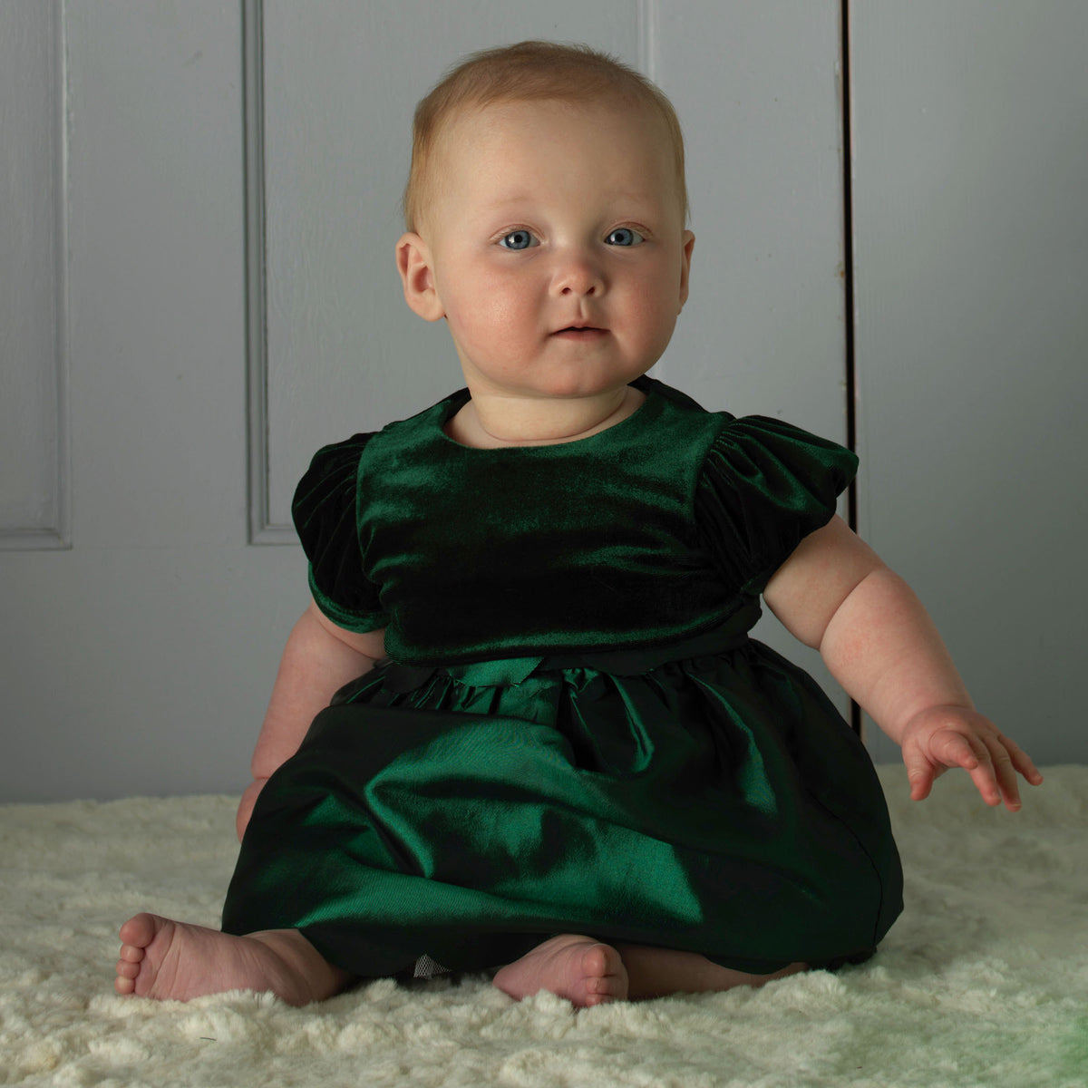 Green Taffeta Scalloped Dress