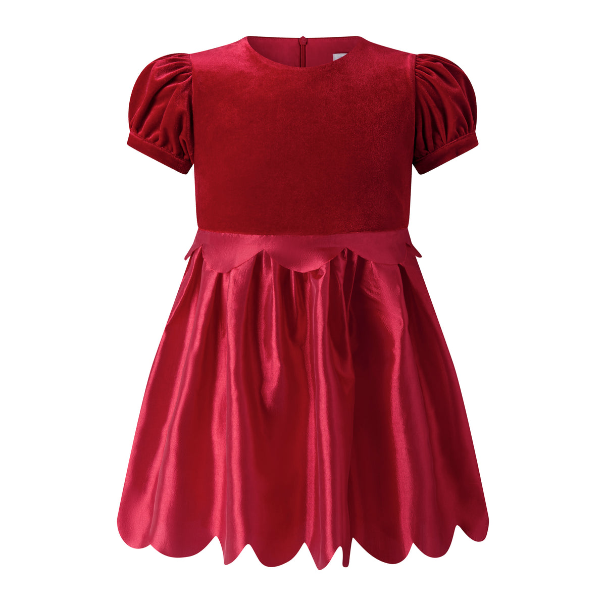 Red Taffeta Scalloped Dress