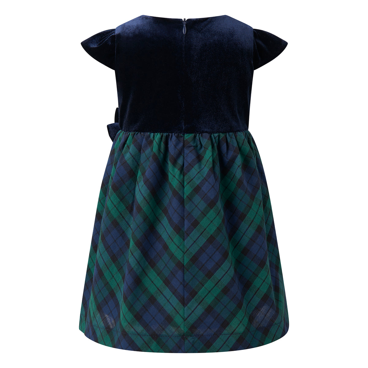 Navy Velvet Blackwatch Check Party Dress