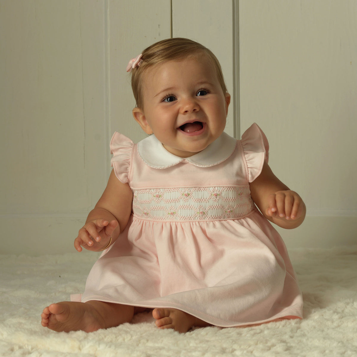 Pink Flutter Smocked Dress