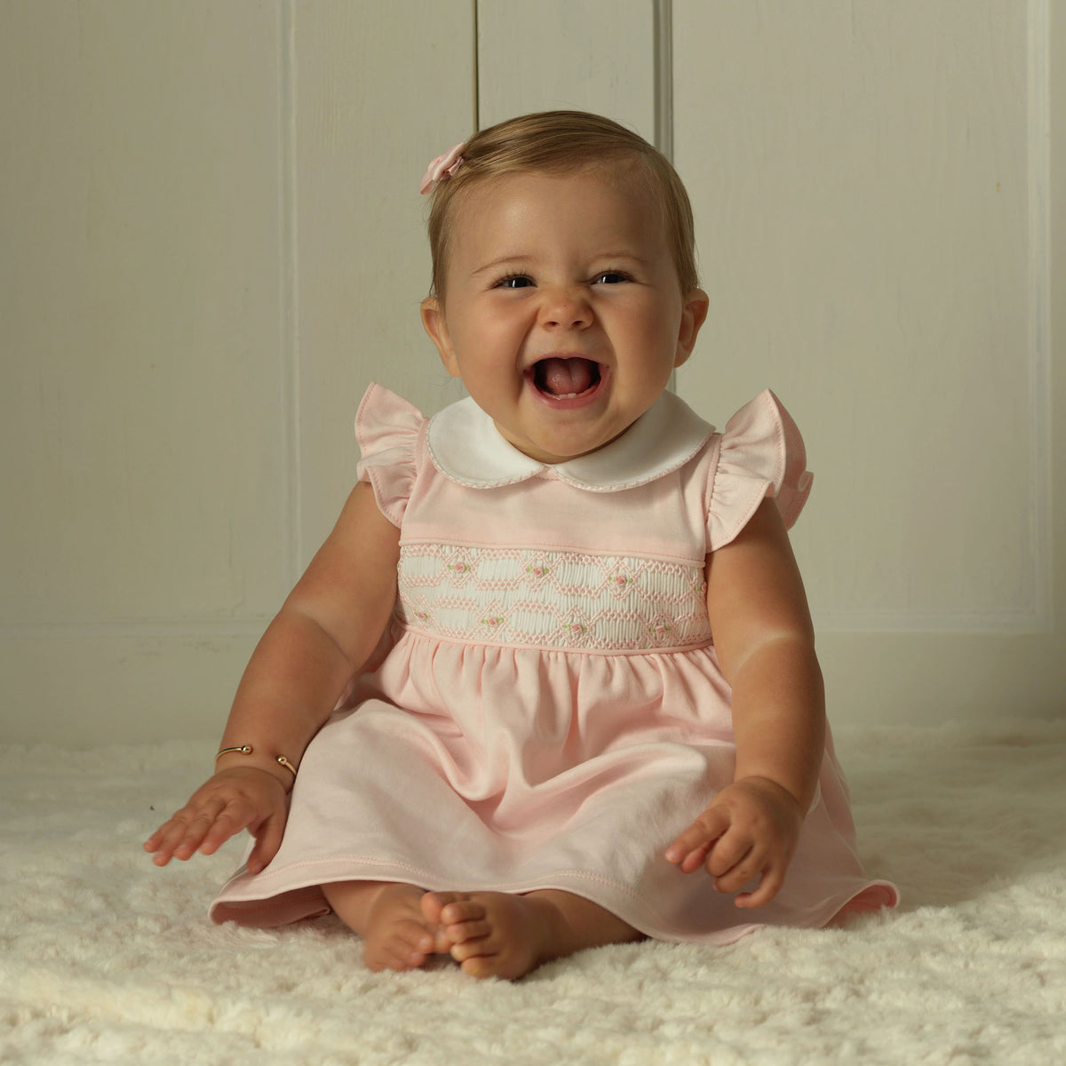 Pink Flutter Smocked Dress