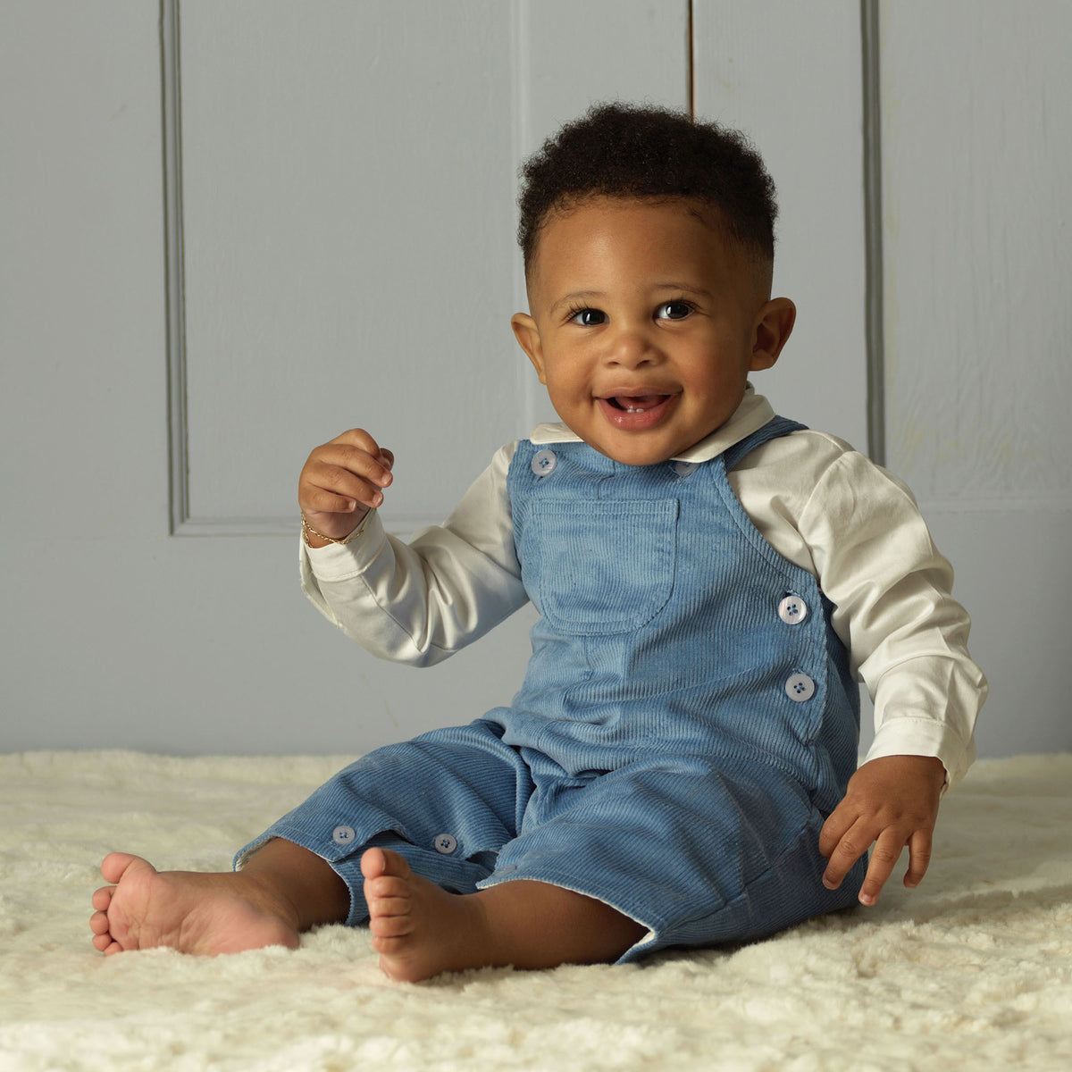 Cord Dungarees and Shirt Set