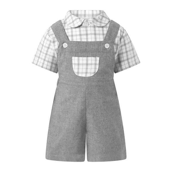 Check Shirt and Dungaree Set