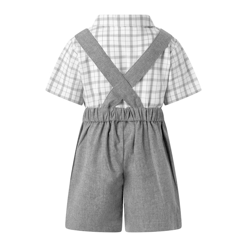 Check Shirt and Dungaree Set