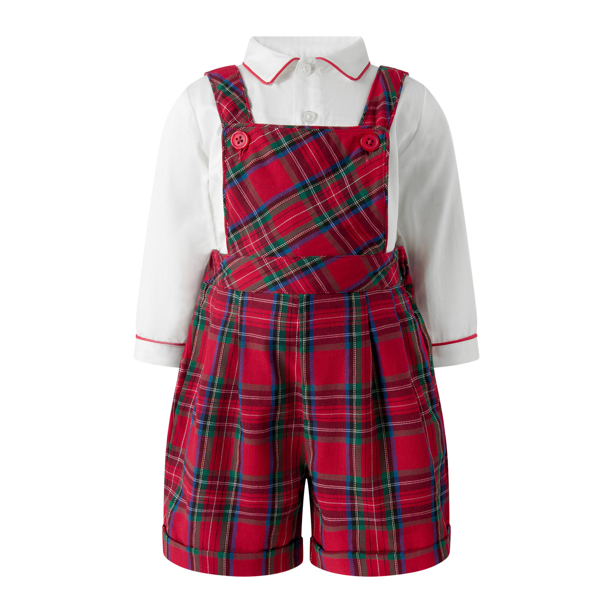 Tartan Dungarees and Shirt Set