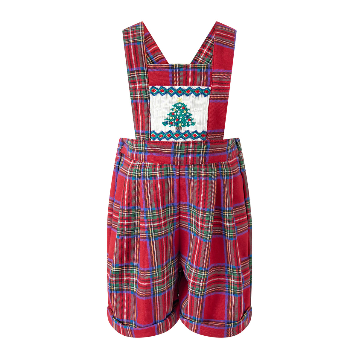 Christmas Tree Smocked Dungarees