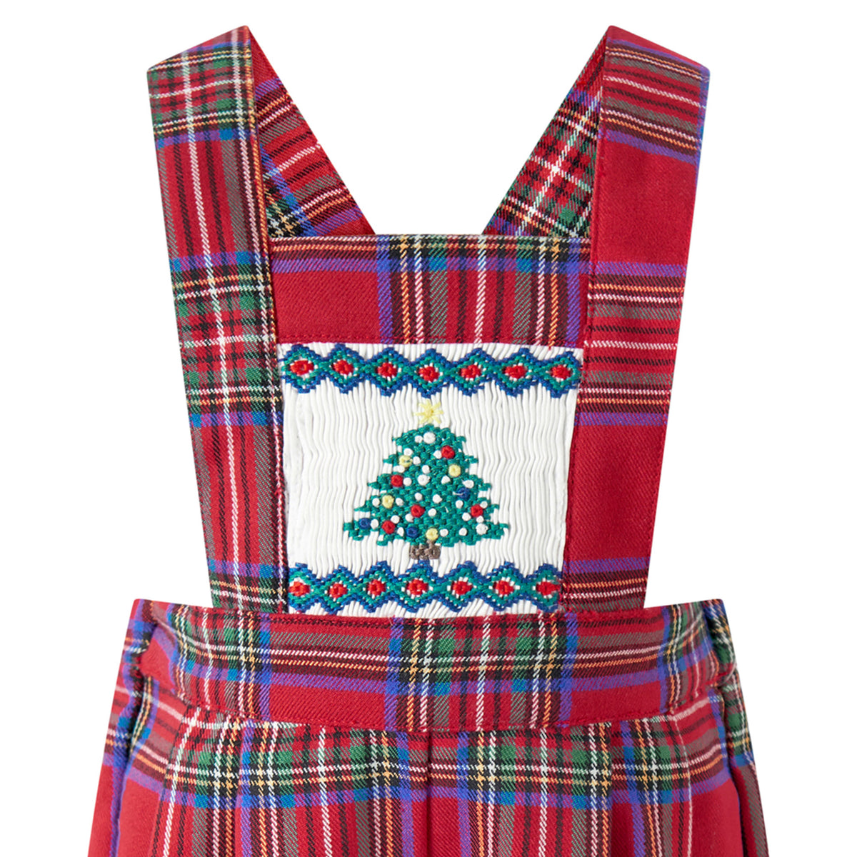 Christmas Tree Smocked Dungarees