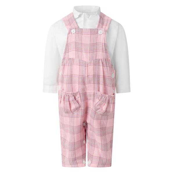 Check Dungaree & Blouse Set