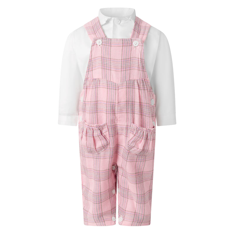 Check Dungaree & Blouse Set