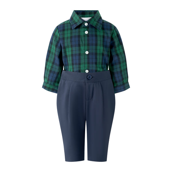 Navy Blackwatch Shirt & Trousers Set