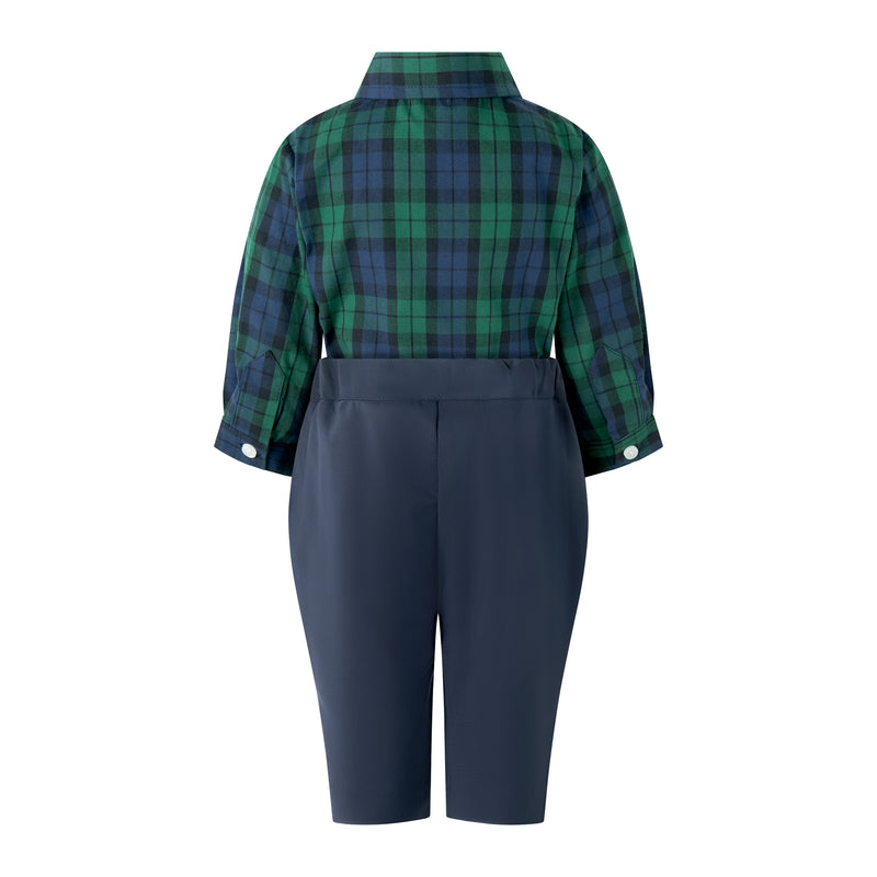 Navy Blackwatch Shirt & Trousers Set