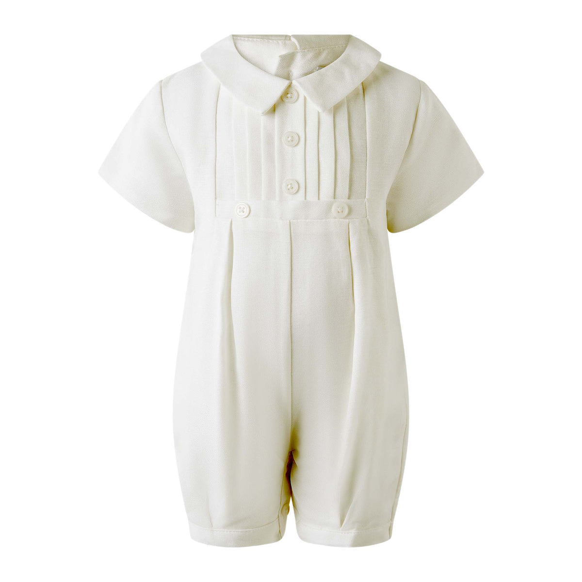 Linen Pleated Babysuit and Bonnet