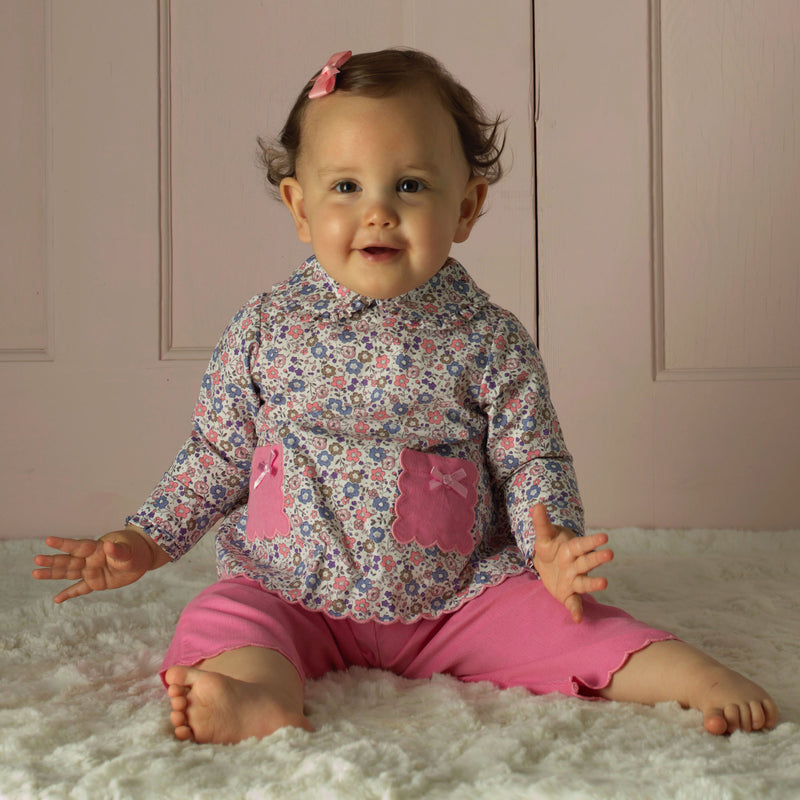 Floral Top & Pull-on Trousers Set