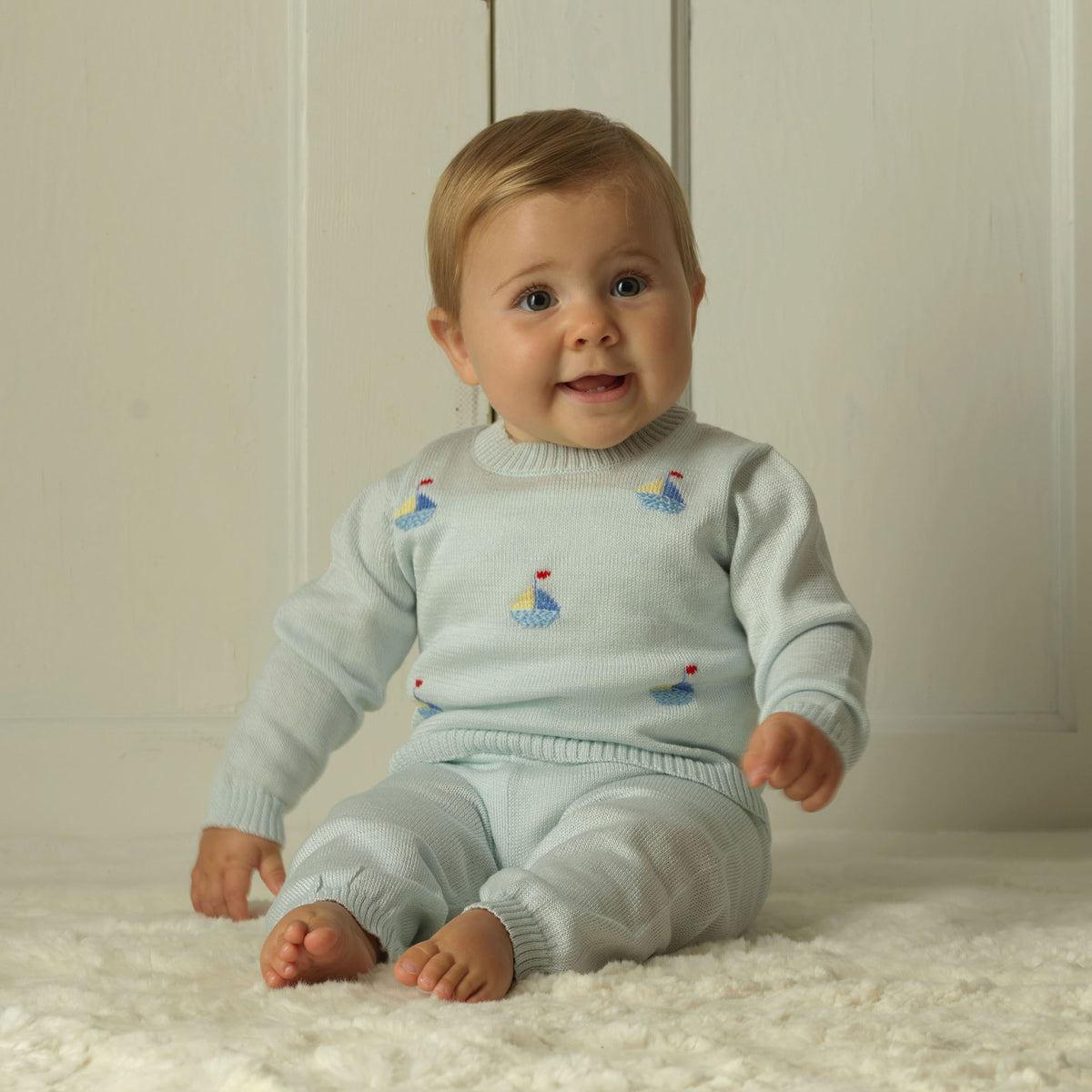 Crochet Sailboat Knit Set and Bonnet