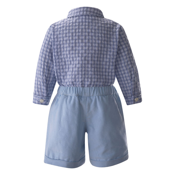 Check Shirt & Short Set, Blue