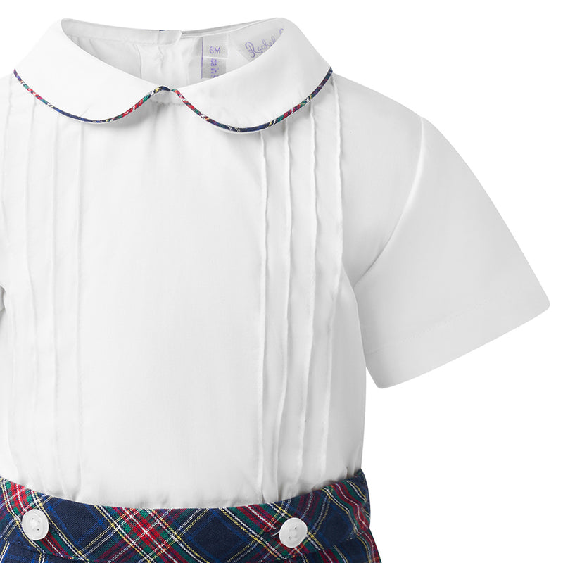 Navy Tartan Shirt & Short Set