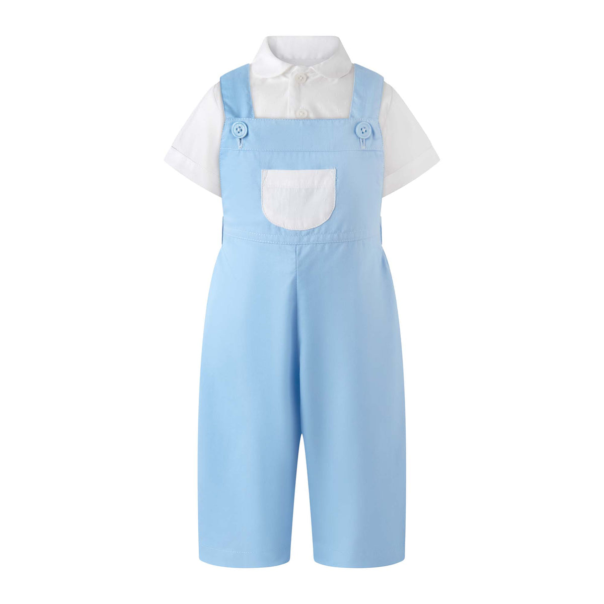 Swiss Dot Shirt & Dungaree Set