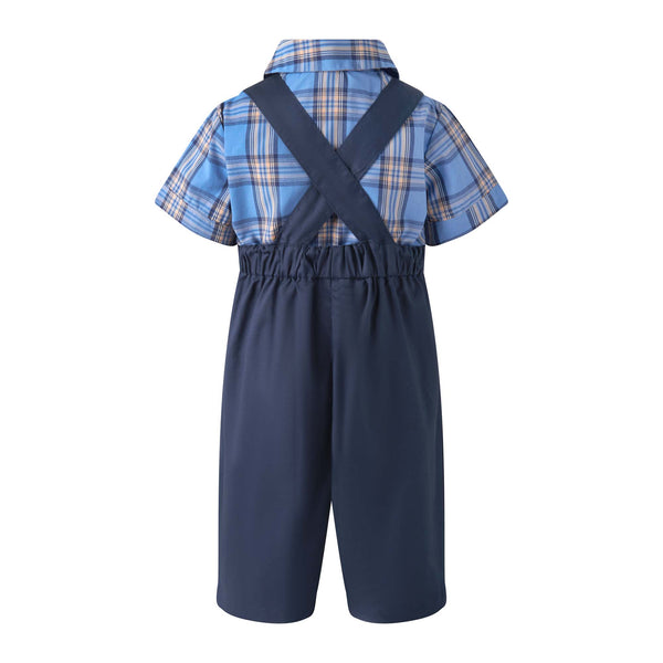 Check Shirt & Dungaree Set