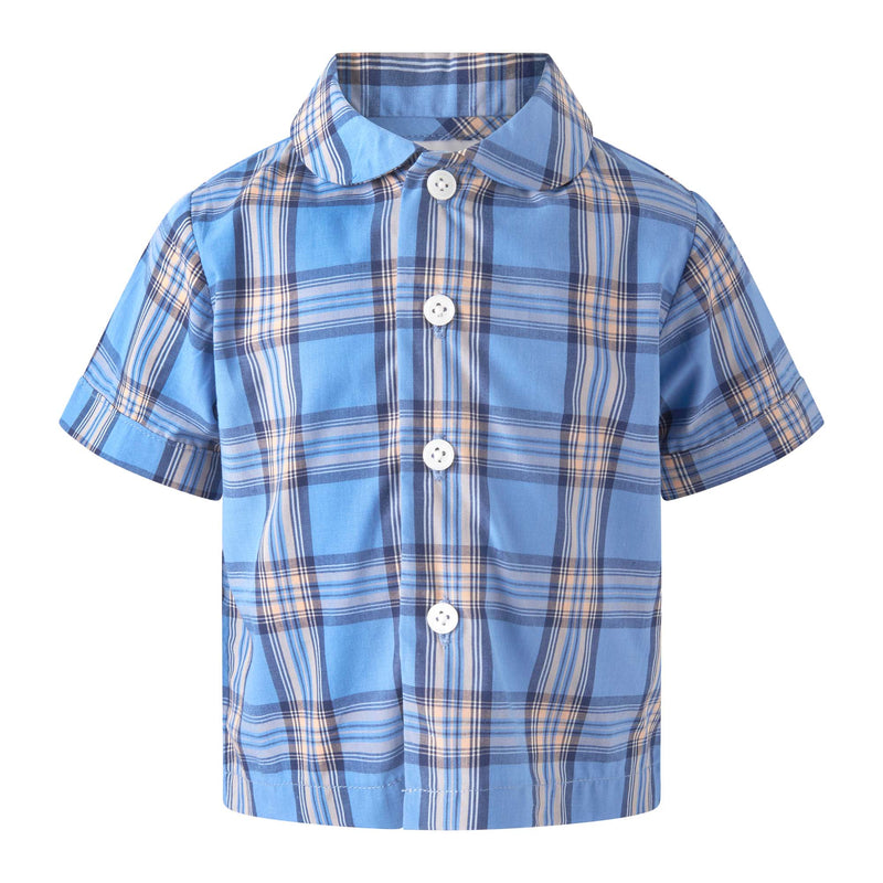 Check Shirt & Dungaree Set