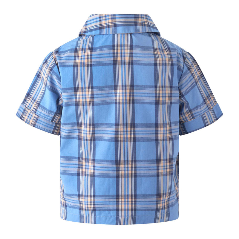 Check Shirt & Dungaree Set