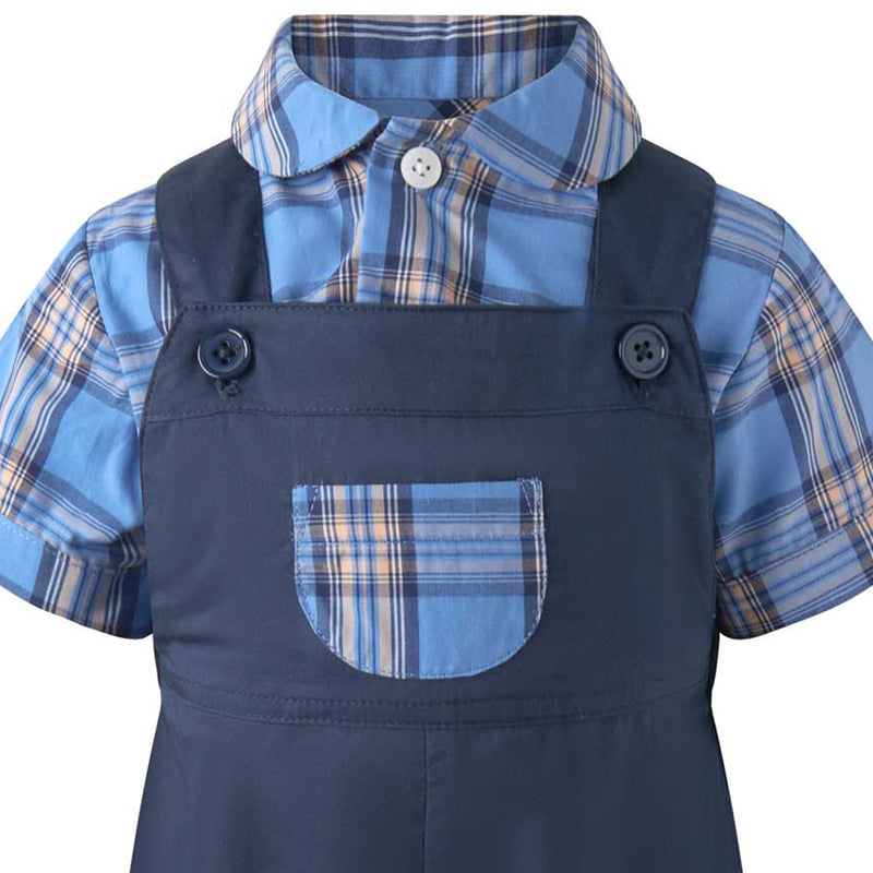 Check Shirt & Dungaree Set