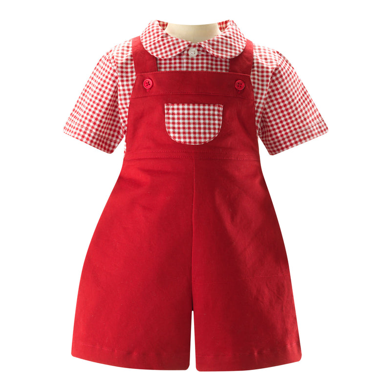 Red Gingham Shirt & Dungaree Set