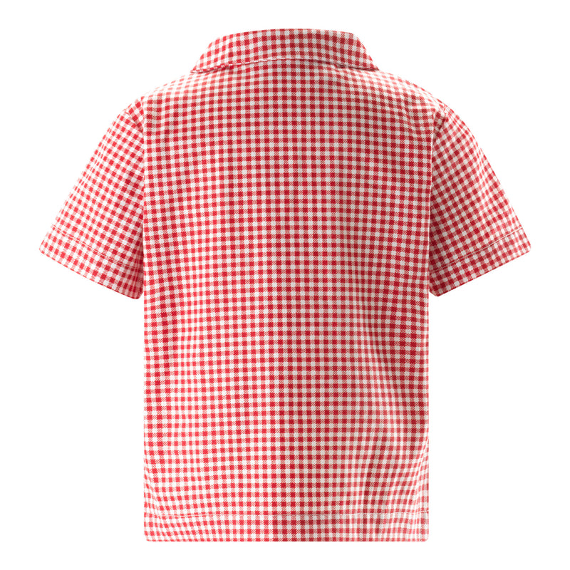 Red Gingham Shirt & Dungaree Set